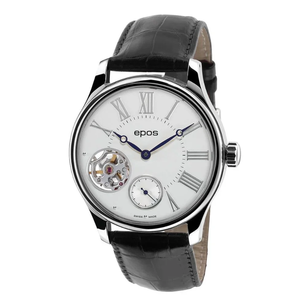 Epos Swiss Men's Watch Black Leather Automatic Wrist Watch 3369